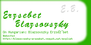 erzsebet blazsovszky business card